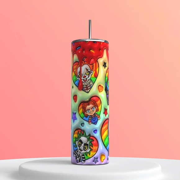 Horror killers rainbow 3D puffy tumbler 20 oz - Picture 3 of 3